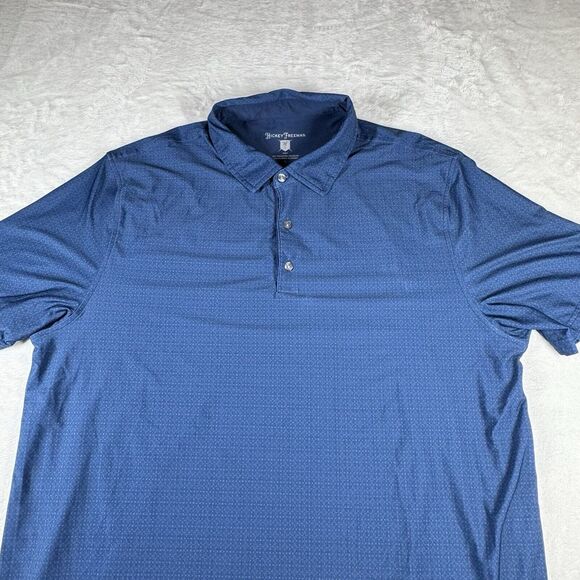 Hickey Freeman Polo Shirt Men XL Blue Golf Geometric All Over Print‎ Performance - Picture 2 of 8